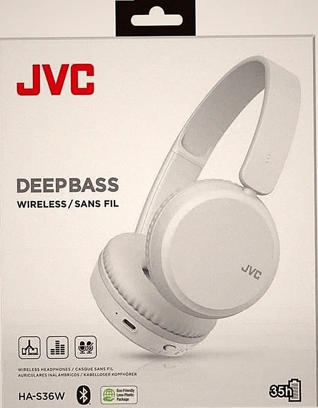 JVC Wireless Kopfhörer Bluetooth 5.2 leichter 35 Stunden Akku HA-S36W-W-U
