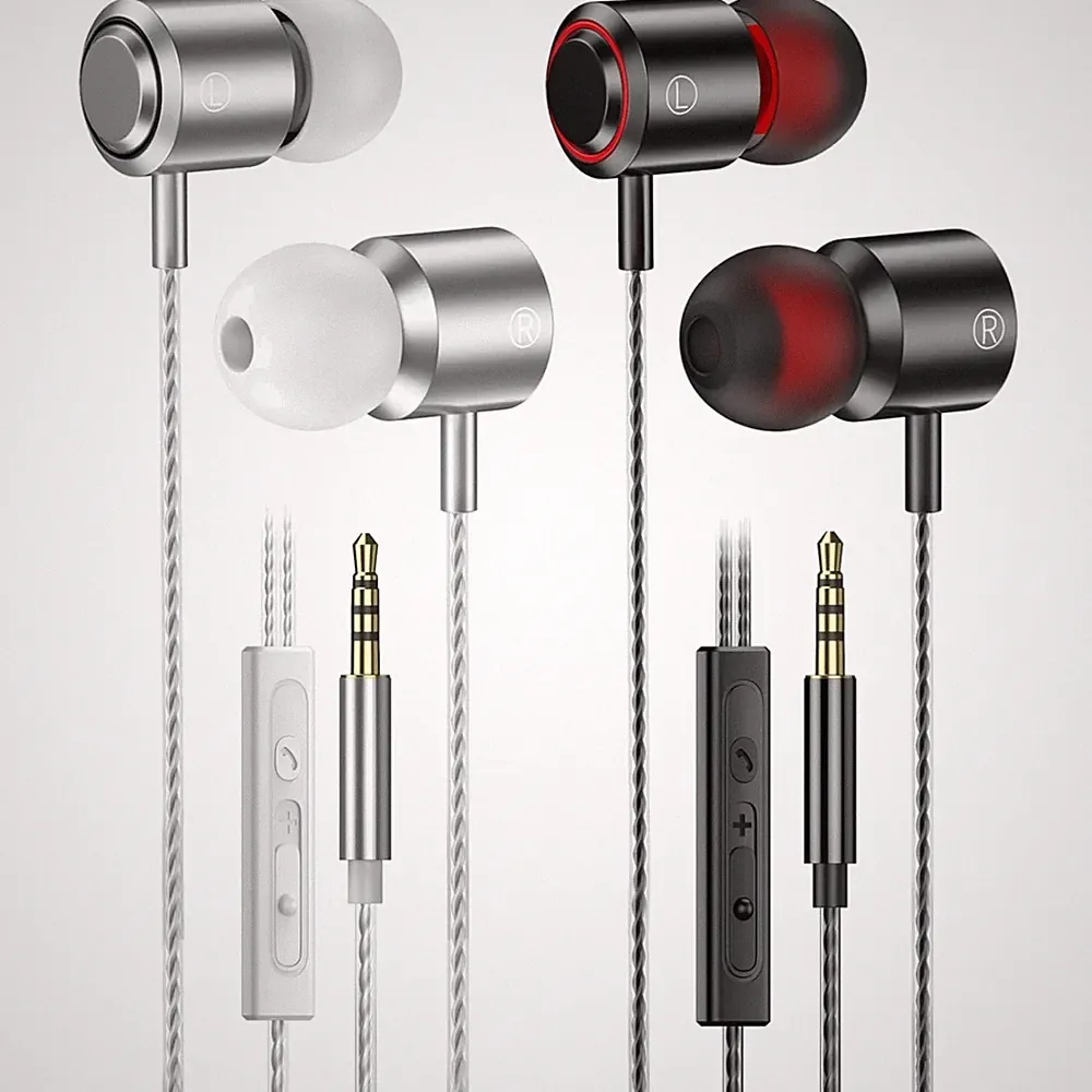 Kabel Kopfhörer In Ear 2er Set 3,5mm Mikrofon Lautstärkeregler Stereo
