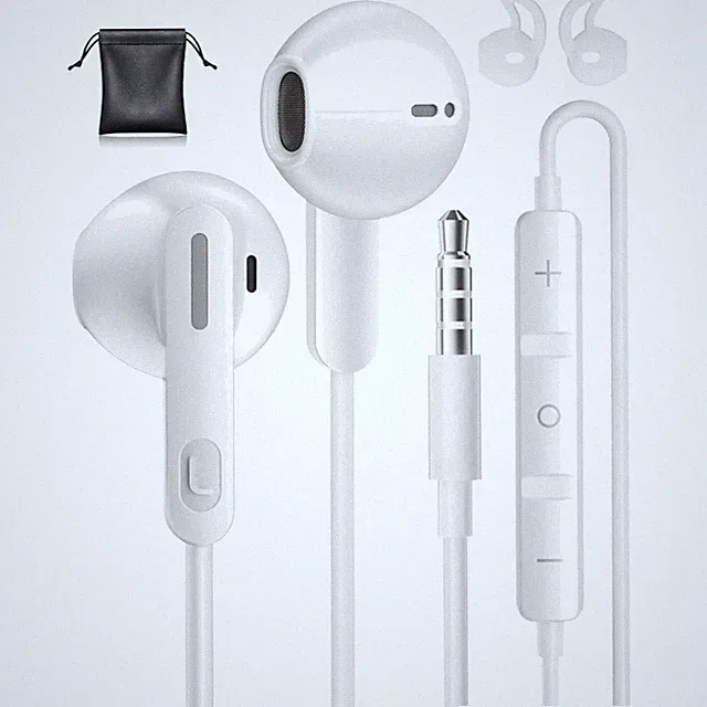 Kabel Kopfhörer In-Ear 3,5mm Mikrofon Lautstärkeregler Musik weiß
