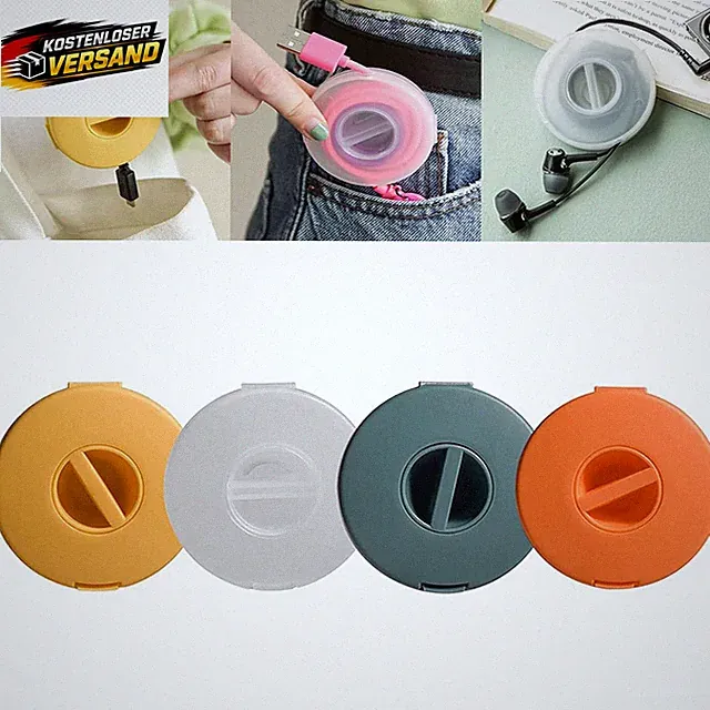 Kabelaufwickler mit Handyhalter 4 Stück, Kabelmanagement, flexibel, tragbar