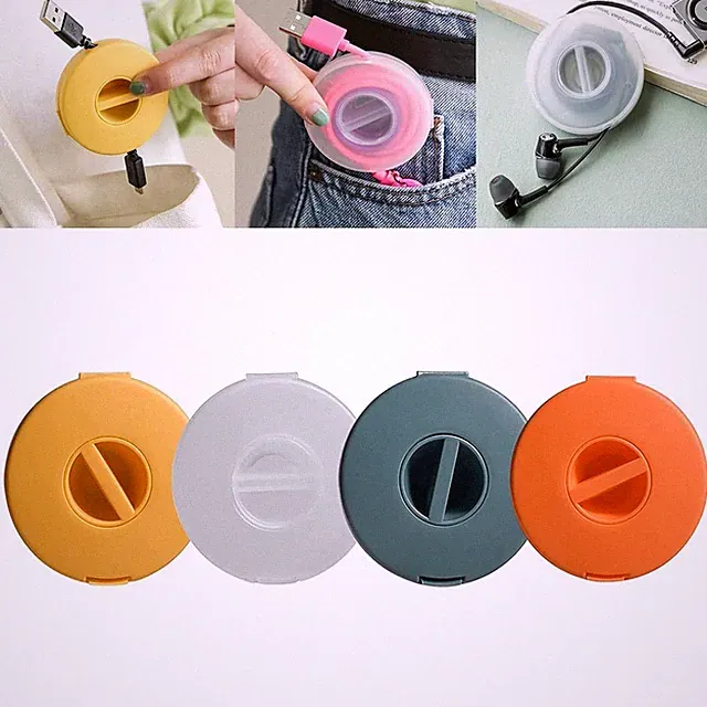 Kabelaufwickler mit Handyhalter 4 Stück, Kabelmanagement, flexibel, tragbar