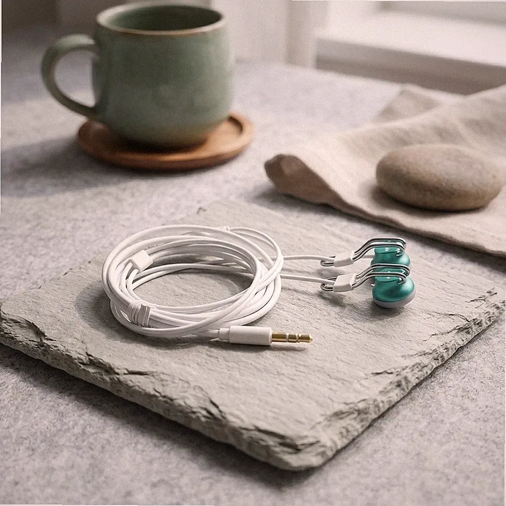 Kabelgebundene blaue Kopfhörer Flachkopf-Design mit Carbon-Titan Sound 3,5 mm