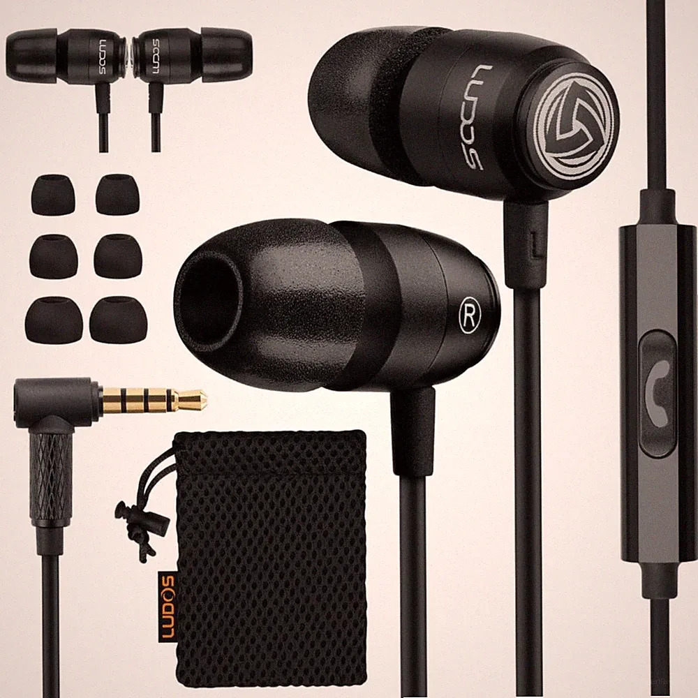 Kabelgebundene In-Ear Kopfhörer 3,5mm mit Mikrofon, Geräuschisolierung