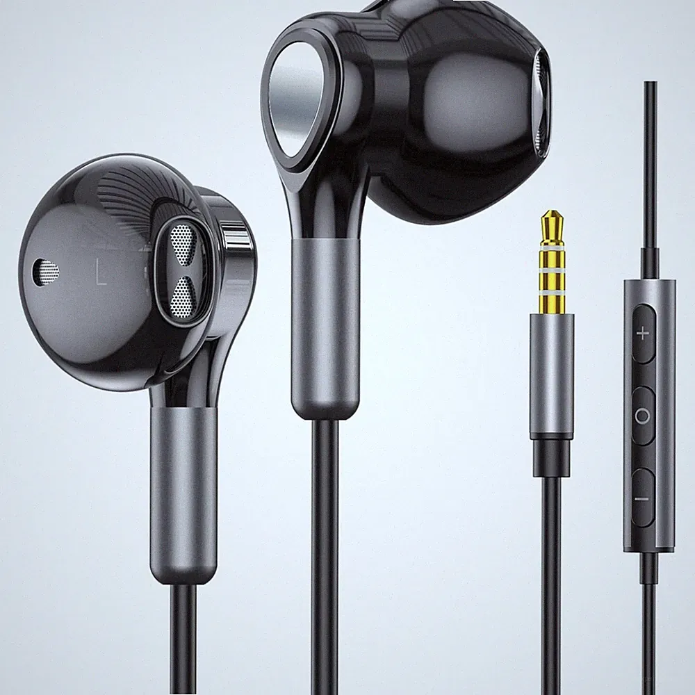 Kabelgebundene In-Ear Kopfhörer mit Mikrofon & Lautstärkeregler, Schwarz
