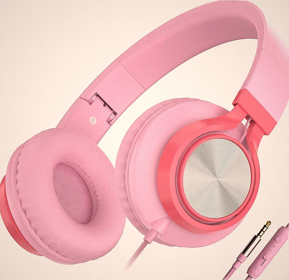 Kabelgebundene Kopfhörer mit 3,5 mm Klinke, Geräuschabschirmung, Pink
