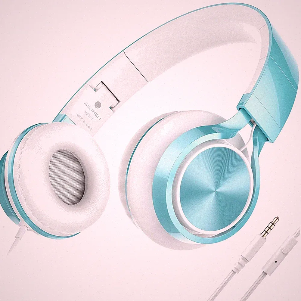 Kabelkopfhörer Mikrofon 3,5 mm Faltbar leicht für Laptop Smartphone Headset