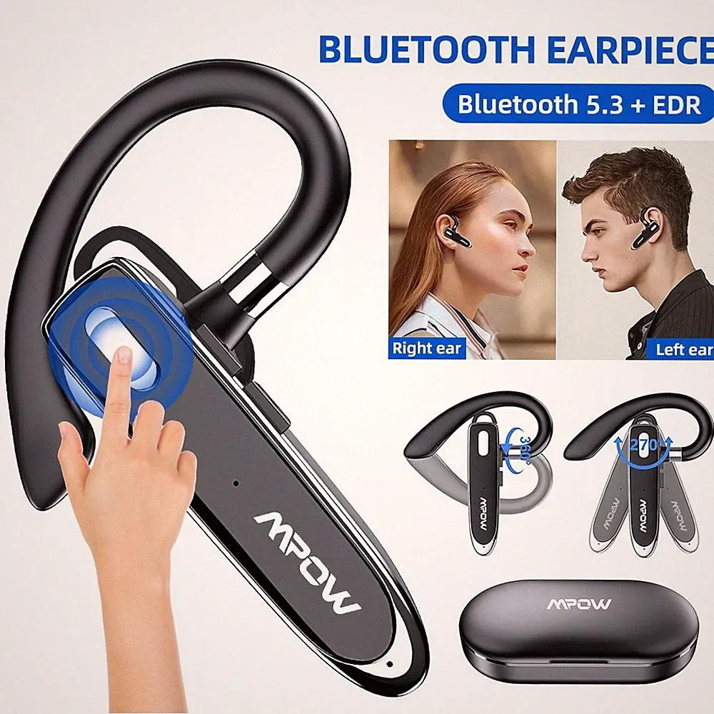 Kabellos Bluetooth 5.3 Headset Kopfhörer Stereo Ohrhörer mit Mikrofon für Handy