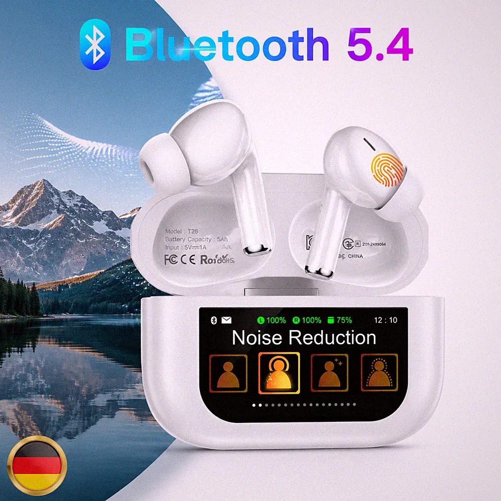 Kabellos Bluetooth Kopfhörer mit Touchscreen ANC In Ear Ohrhörer Sportkopfhörer