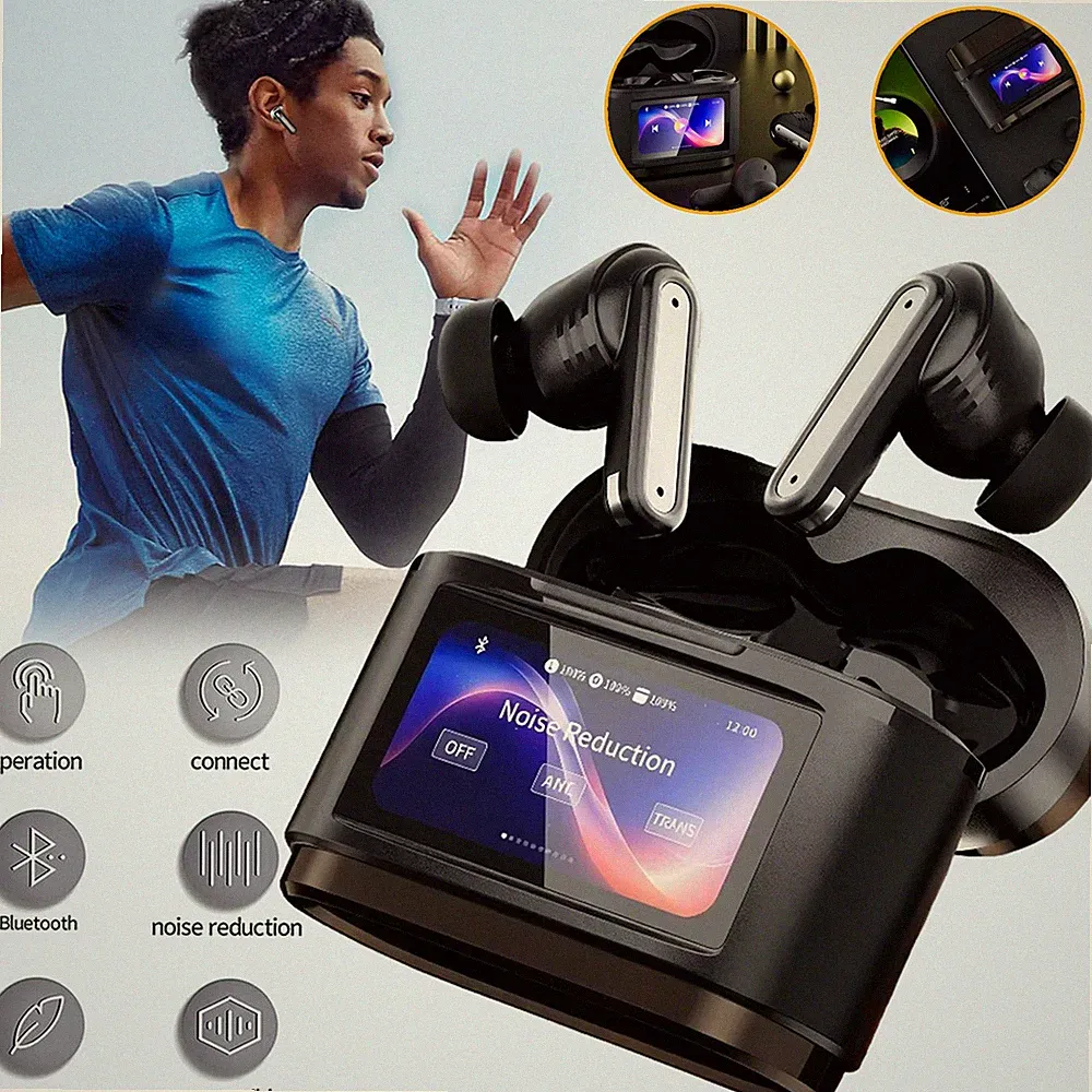 Kabellos Bluetooth Kopfhörer mit Touchscreen ANC In Ear Ohrhörer Sportkopfhörer