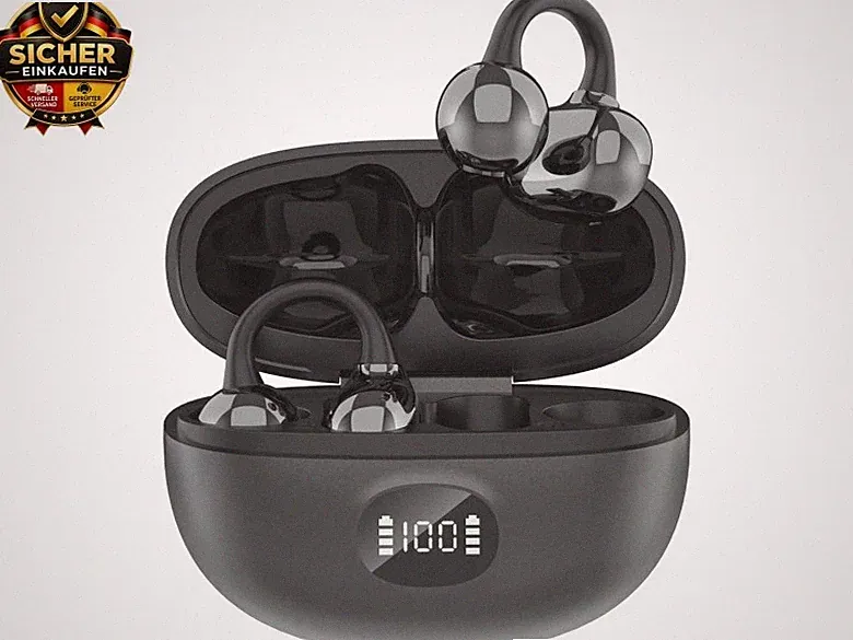 Kabellos Bluetooth Kopfhörer, Open-Ear-Kopfhörer, Ohrclip mit Beeindruckender K