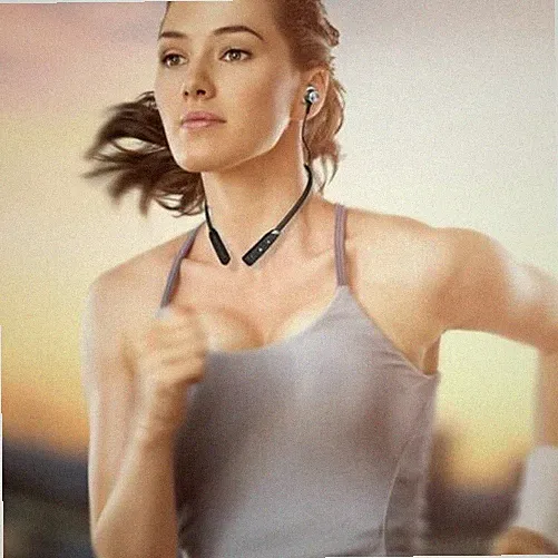 Kabellos Bluetooth Ohrhörer Halsband IN Ohr Sport Gym Laufen Kopfhörer- Schwarz