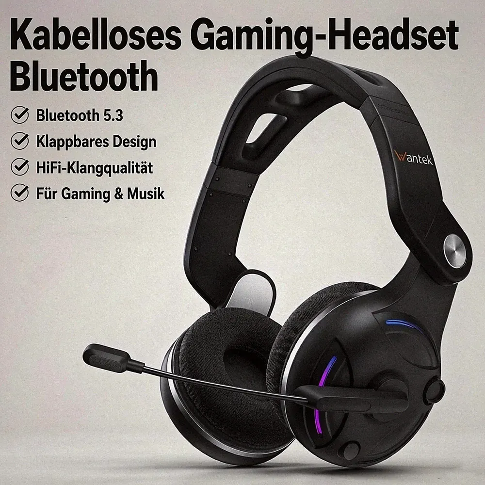 Kabellos Gaming-Kopfhörer 3.5mm mikrofon Faltbares HiFi Sound Bluetooth Headset