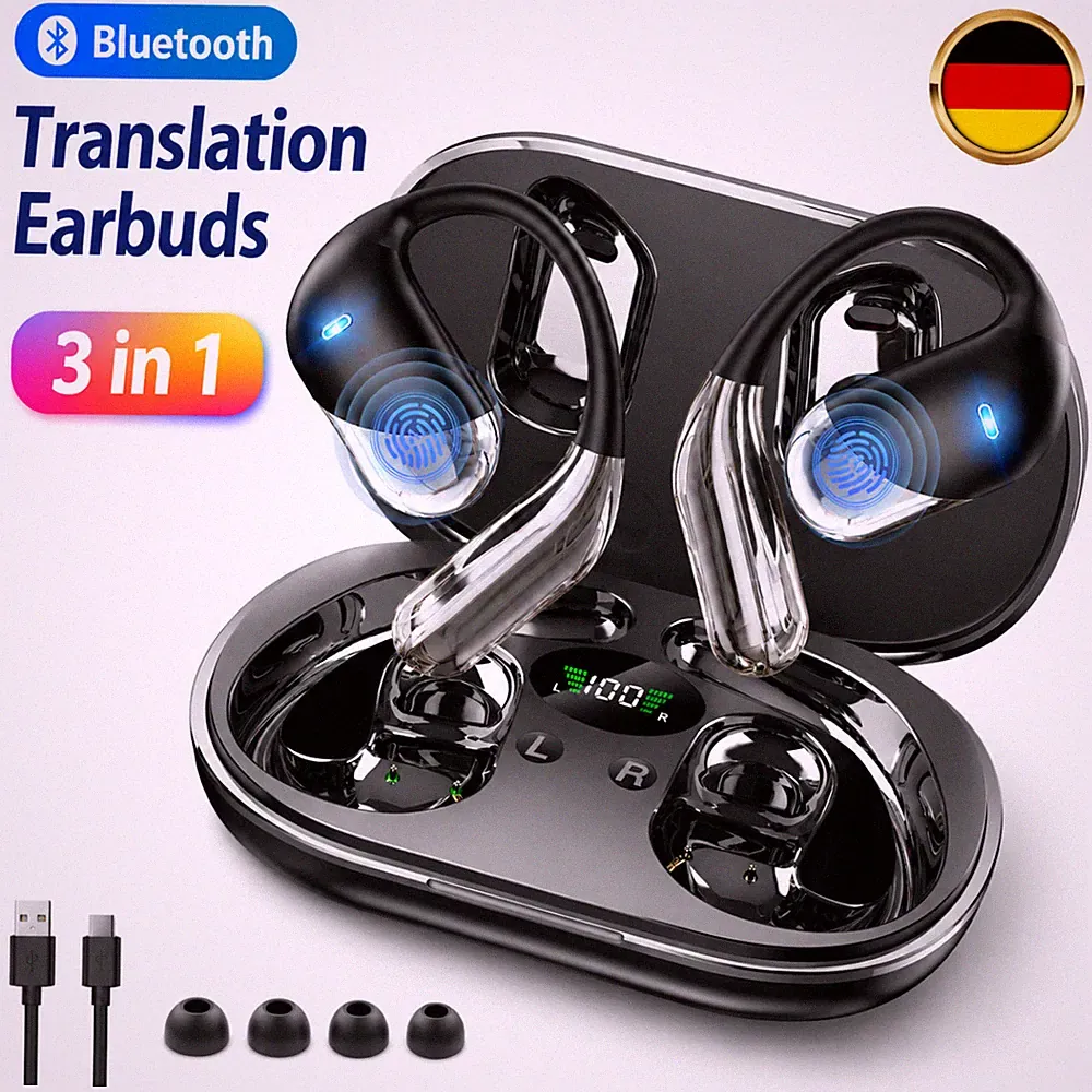 Kabellos Ohrhörer Bluetooth 5.3 Geräuschunterdrückung 144 Sprachen Sport Reisen
