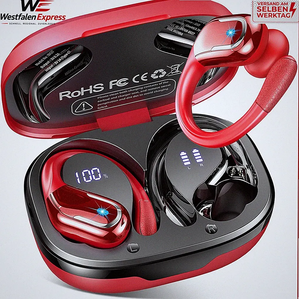 Kabellose Bluetooth 5.4 Kopfhörer Sport HiFi Stereo Bass 75 Std Akku Laufzeit