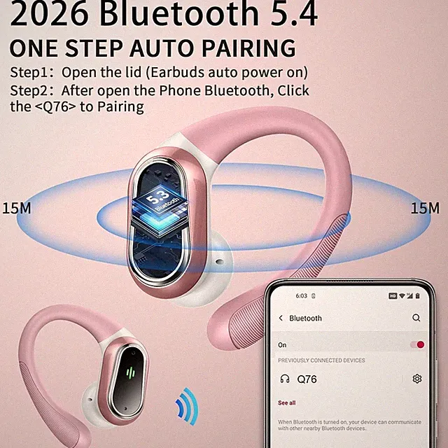 Kabellose Bluetooth 5.4 SportKopfhörer mit 50h Akku, HiFiBass & ENCMikrofon