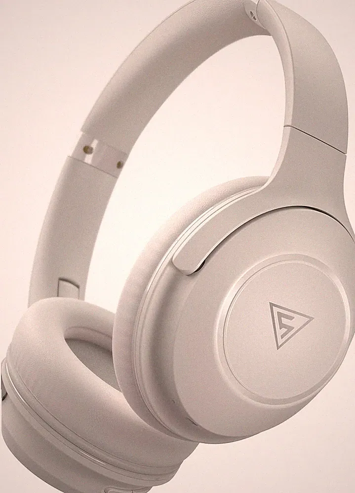 Kabellose Bluetooth Kopfhörer 70 Std. Akku Hellgrau Over-Ear für Musik
