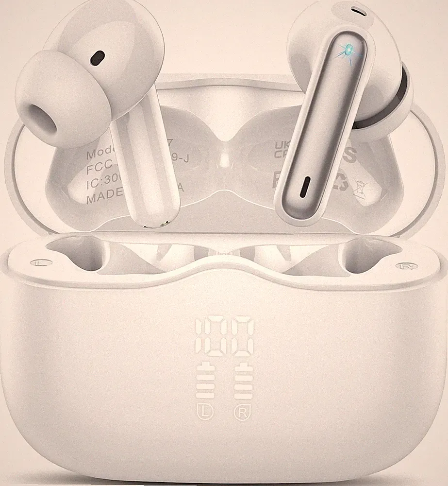 kabellose Bluetooth-Kopfhörer, Immersive HiFi Stereo, In Ear Kopfhörer Weiß LED