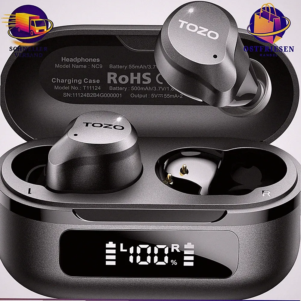 Kabellose In Ear Bluetooth Kopfhörer Noise Cancelling 45dB 60 Std. Akkulaufzeit