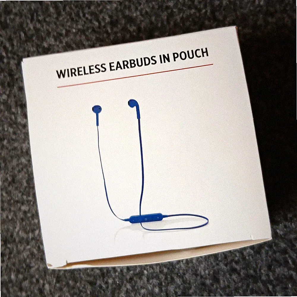 Kabellose In-Ear-Kopfhörer Nackenbügel Blau, Doppel-Ohrhörer mit Etui