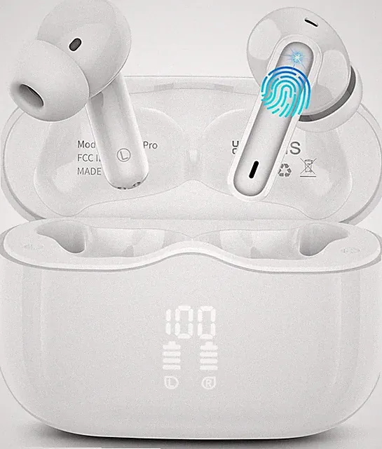 Kabellose Kopfhörer In Ear mit 4 ENC Mikrofonen, 40 Std, IP7 Wasserdicht, Weiß