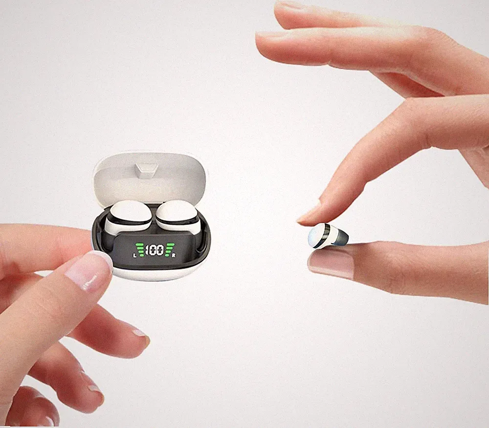 Kabellose Mini Kopfhörer In-Ear Weiß mit Geräuschabschirmung für Kinder 24 Std.