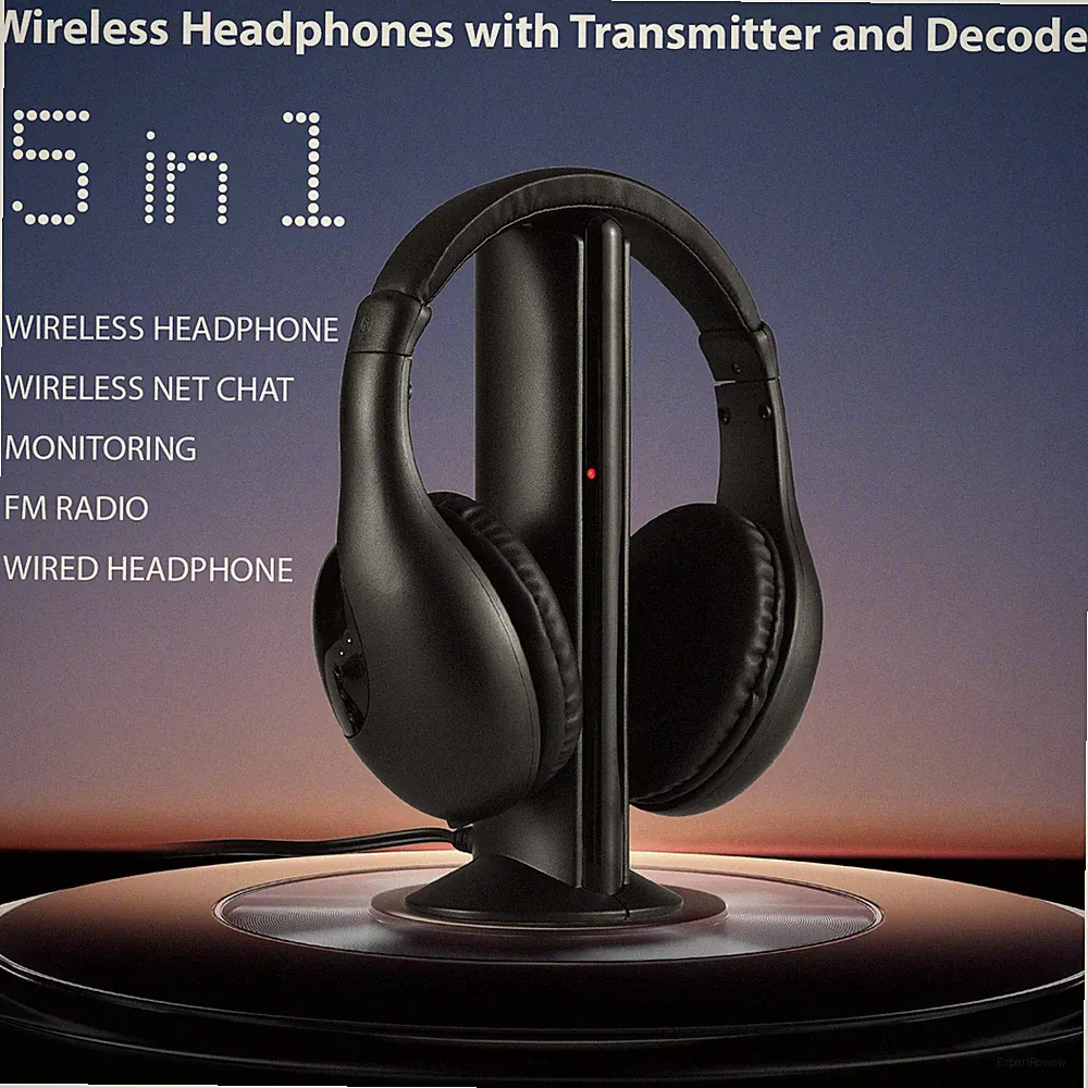 Kabelloser Kopfhörer Für Fernsehen Mit Sender Und Decoder 5 In 1 TV Over Ear He