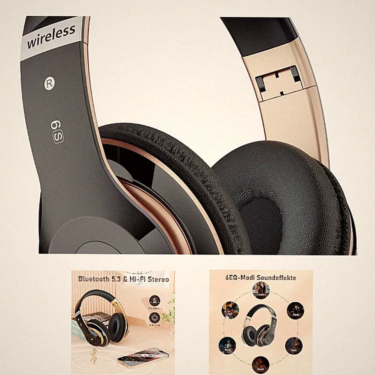 Kabelloser Over Ear Kopfhörer 6 EQ Modi 65 Std Batterie