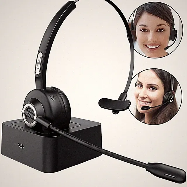 Kabelloses Bluetooth 5.0 Headset mit Mikrofon Ladeschale Für Call Center Büro