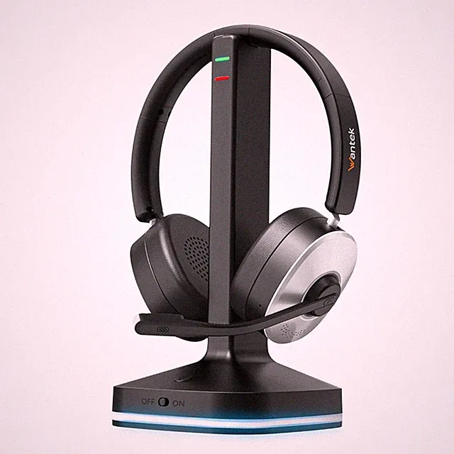 Kabelloses Headset mit Mikrofon Bluetooth Ladestation USB Dongle Büro Callcenter