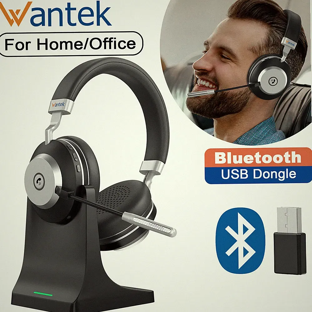 Kabelloses Headset mit Mikrofon USB Bluetooth Kopfhörer für PC/Mac/Laptop/Handys