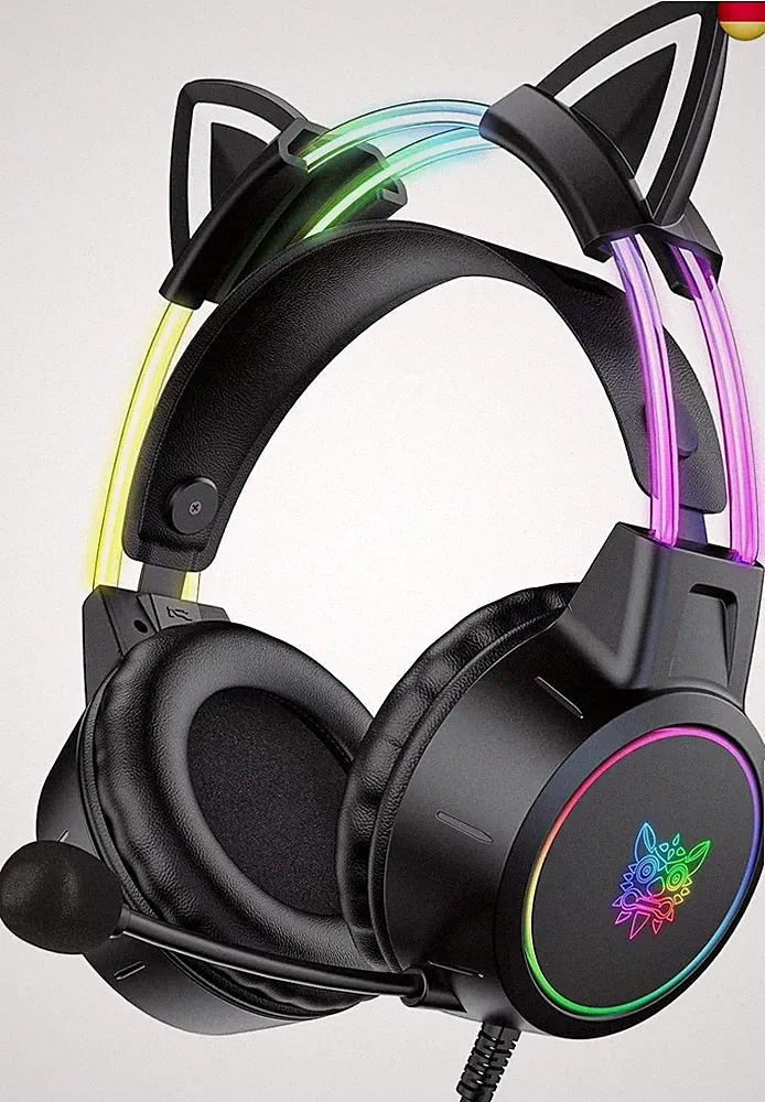 Katzenohr Gaming Kopfhörer mit abnehmbaren Ohren, RGB, 7.1 Surround Sound ?