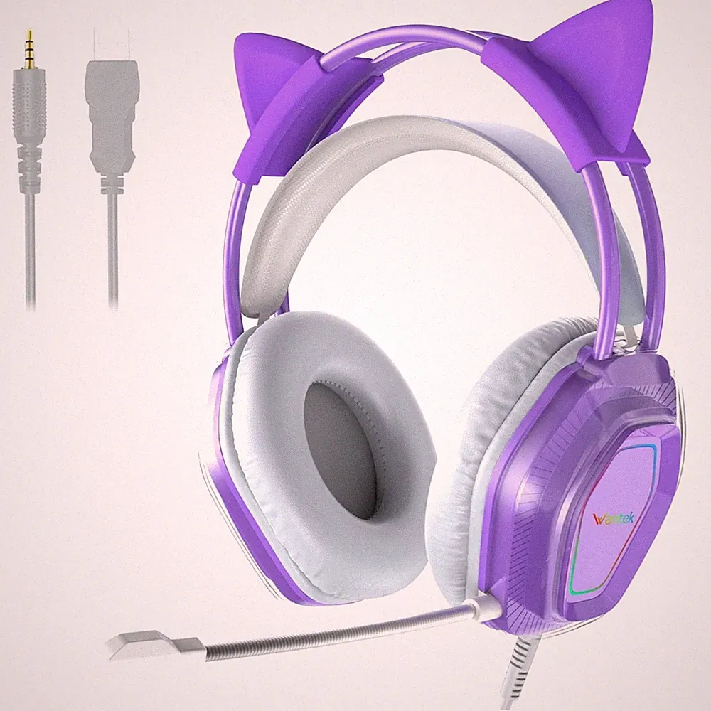 Katzenohr Kopfhörer Frauen Mädchen Gaming Headset Mikrofon Noise Cancelling