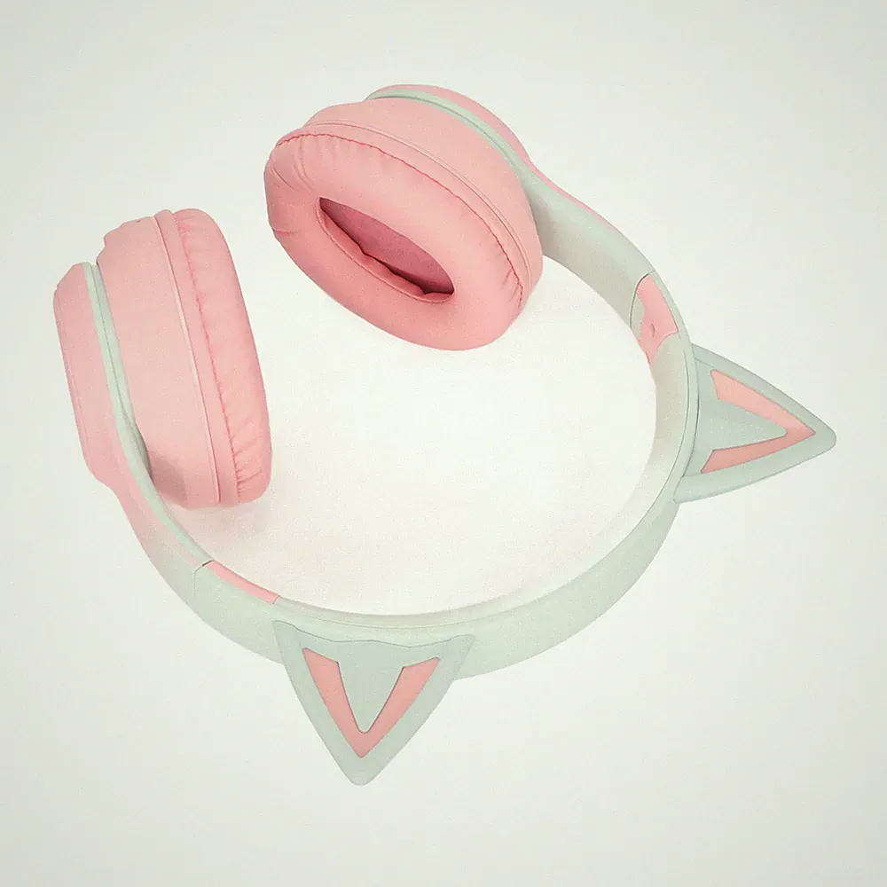 Katzenohren Bluetooth Gaming Kopfhörer Kabellos Faltbar Musik Headset Mit LED L