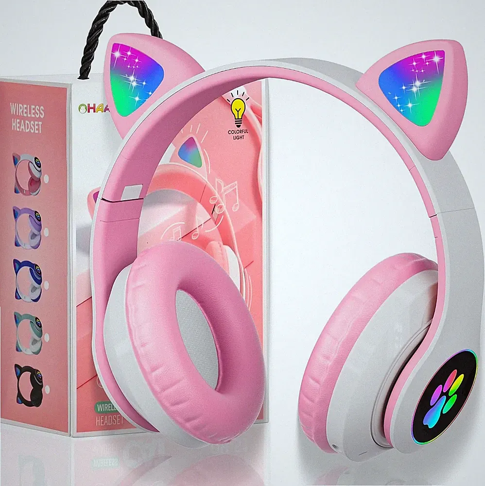 KATZENOHREN LED KOPFHÖRER KABELLOS BLUETOOTH STEREO