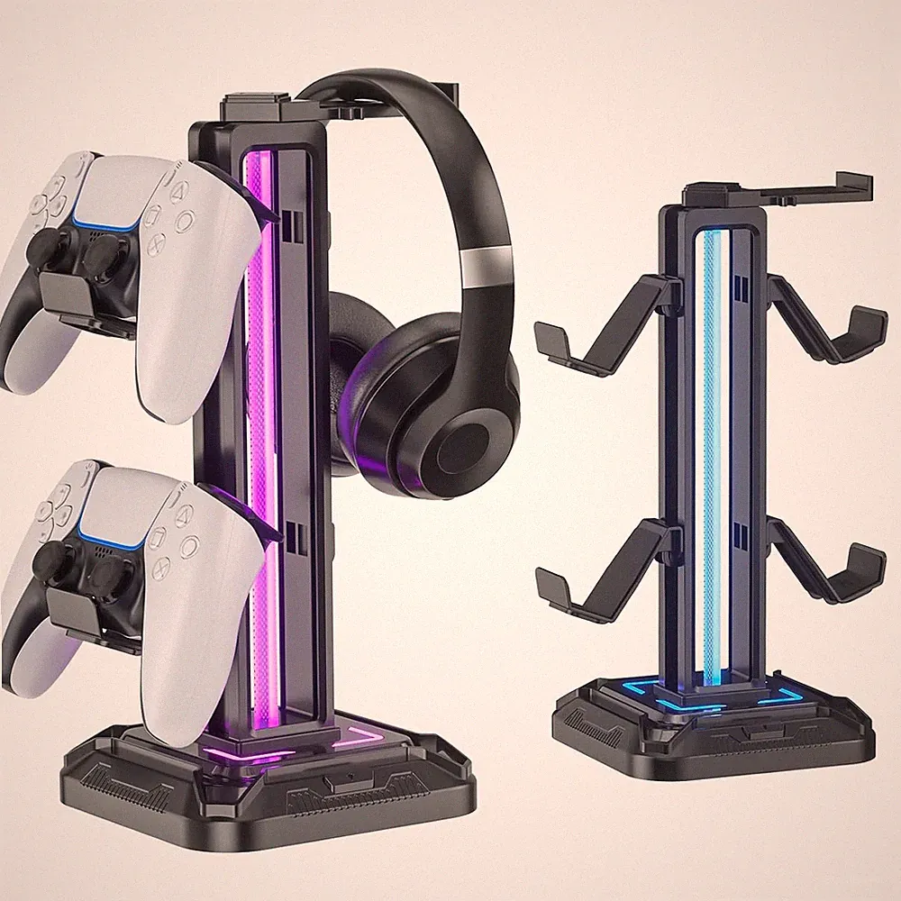 KDD Gaming Kopfhörer Ständer & Abnehmbar Controller Halter mit 9 Lichtmodi