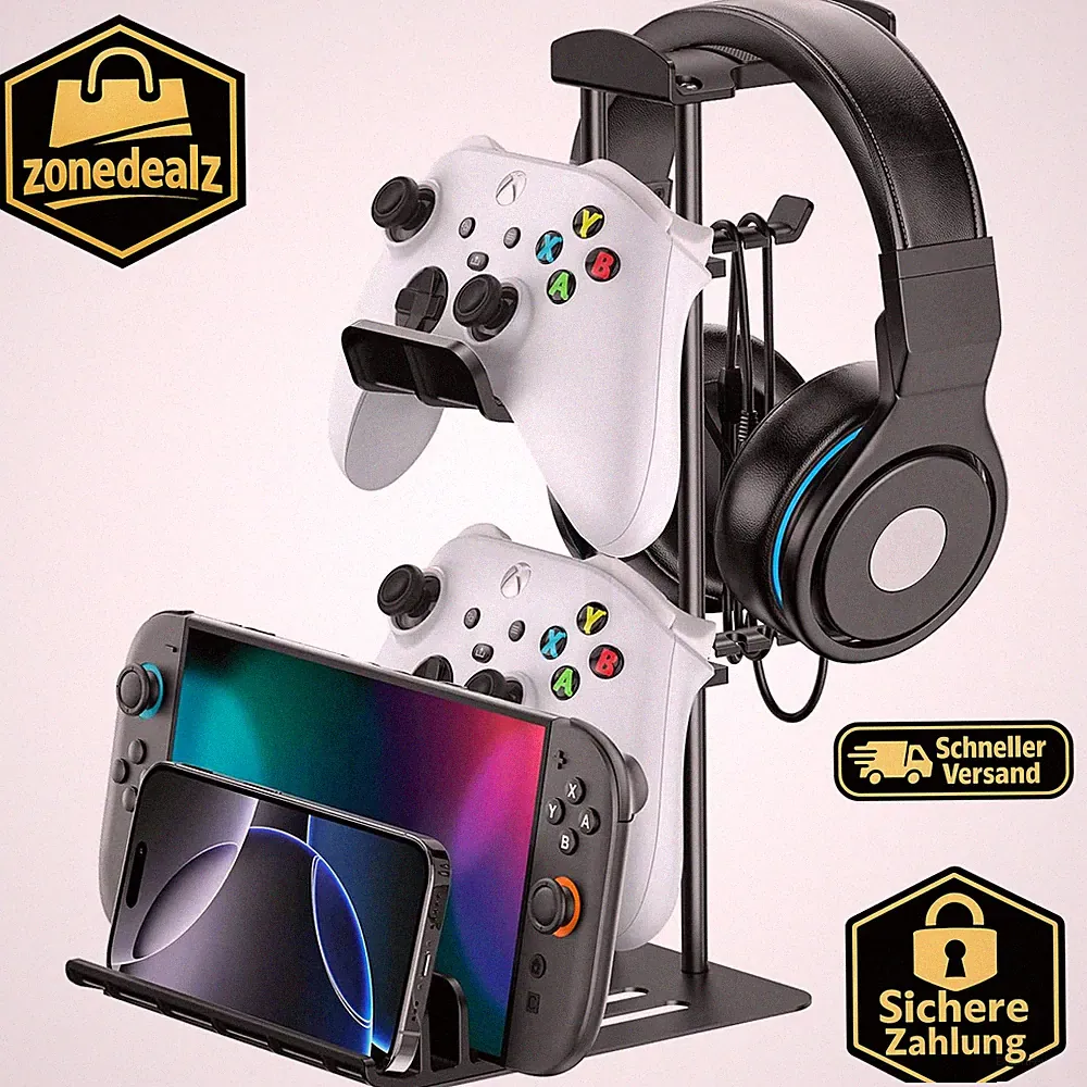 KDD Gaming Kopfhörer Ständer & Controller Halter Tisch mit Aluminium-Stange