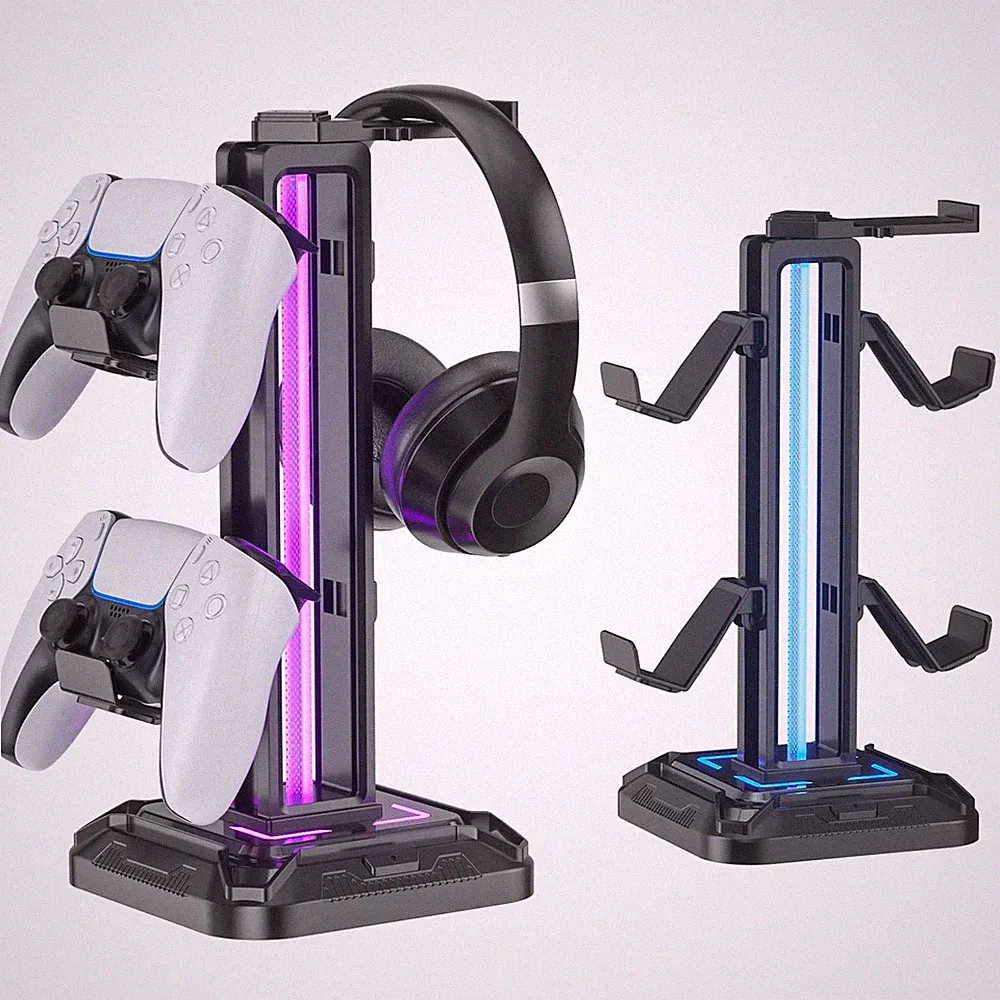 KDD Gaming Kopfhörer Ständer Led mit 9 Lichtmodi - Drehbarer Headset Halterun...