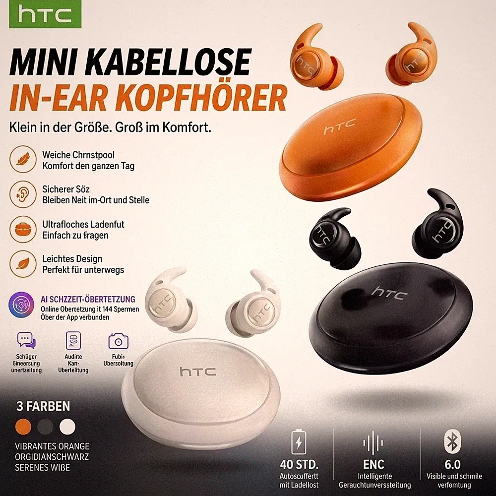 KI Übersetzer Kopfhörer Bluetooth 5.3 135 Sprachen TWS In-Ear Headset