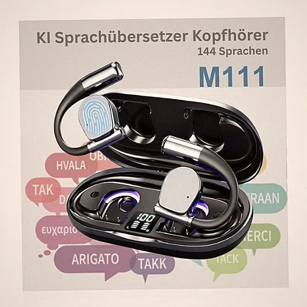 KI Übersetzer Kopfhörer Bluetooth Sprachübersetzer 144 Sprachen Echtzeit App M11