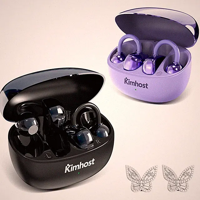 Kimhost TWS Offene Ohr-Kopfhörer Bluetooth IPX7 ENC HiFi Sound Clip-On Earbuds