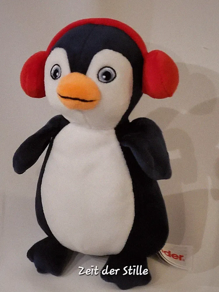 KINDER FERRERO Pinguin Emian Kopfhörer Schwarz & Weiß Stofftier 20cm NEU