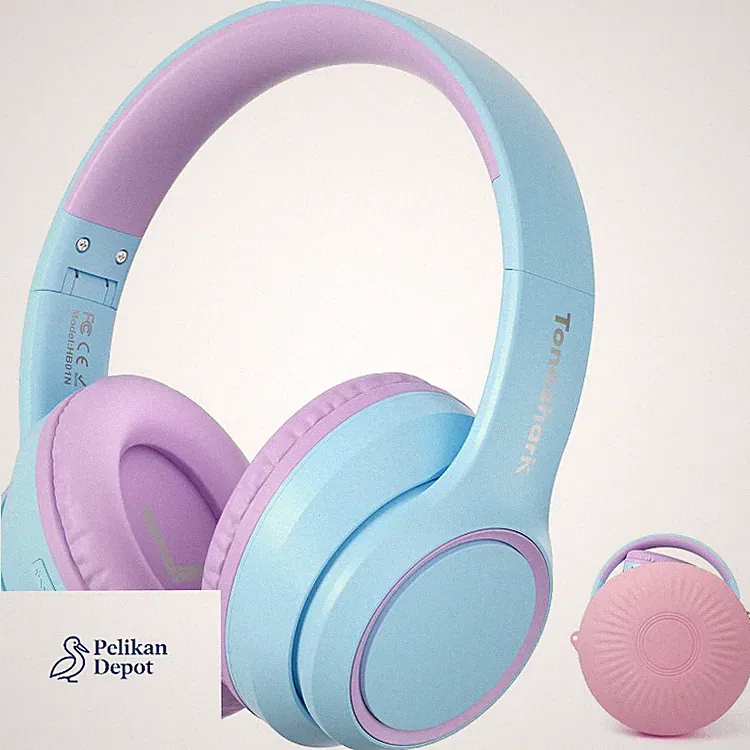 Kinder Kopfhörer Bluetooth Over-Ear 60h Spielzeit Tragetasche Blau