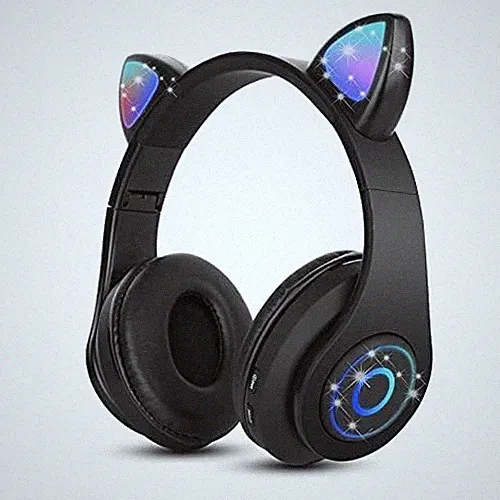 Kinder Kopfhoerer Bluetooth Over Ear Katzenohr Maedchen kabellos faltbar Headset