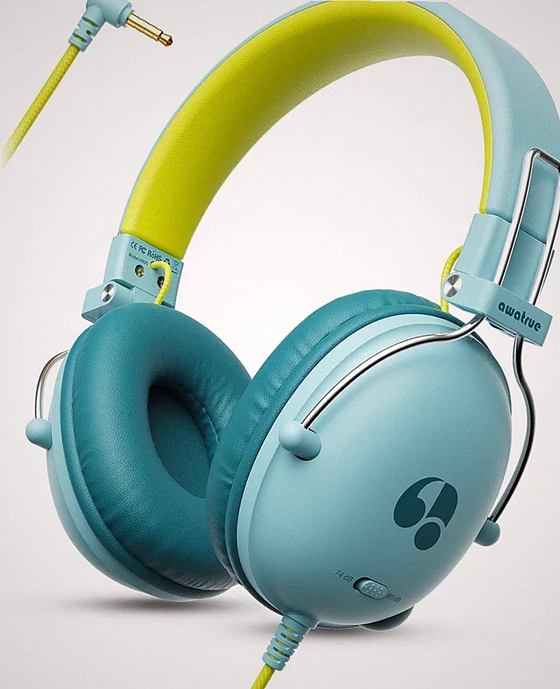 Kinder Kopfhörer, Kopfhörer Kinder mit Kabel, 74/85dB Lautstärkegrenze, Stereo S