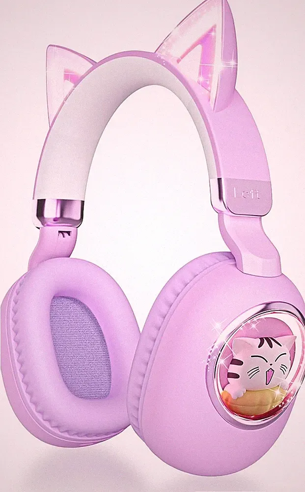 Kinder Kopfhörer mit Katzenohren, Bluetooth 5.4 Over-Ear Noise Cancelling