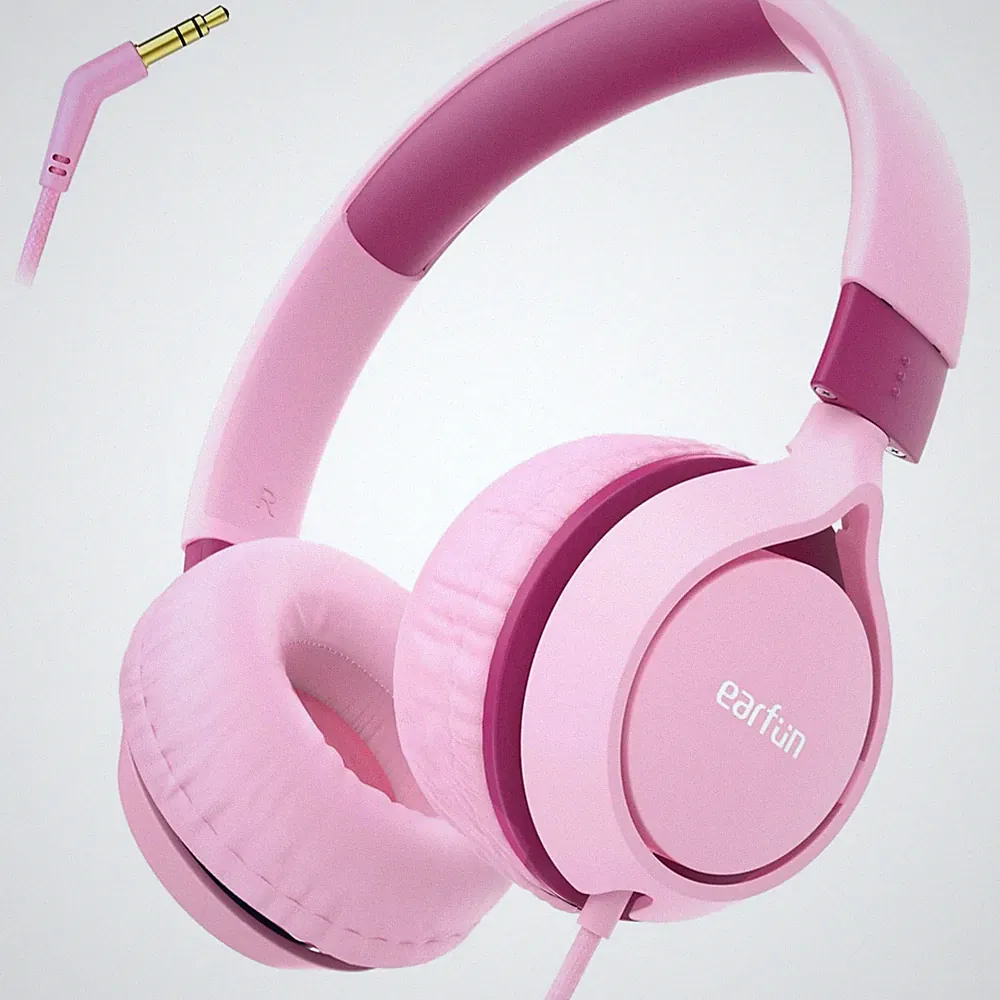 Kinder Kopfhörer On-Ear Rosa Kabel 85dB Lautstärkebegrenzer faltbar