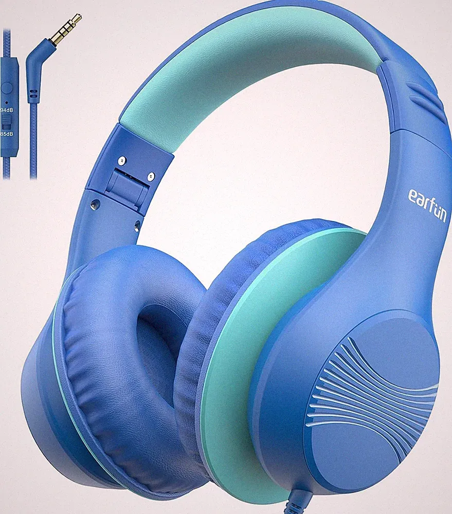 Kinder Kopfhörer Over-Ear Blau mit 3.5mm Kabel, Lautstärkebegrenzung