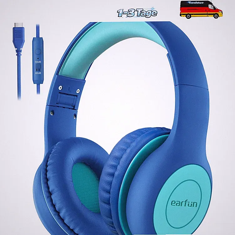 Kinder Kopfhörer USB C Lautstärkebegrenzung Blau