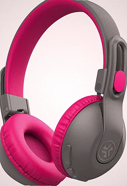 Kinder-On-Ear-Kopfhörer Bluetooth Kabellos Sicher 85dB Anpassbar 65h Pink Grau