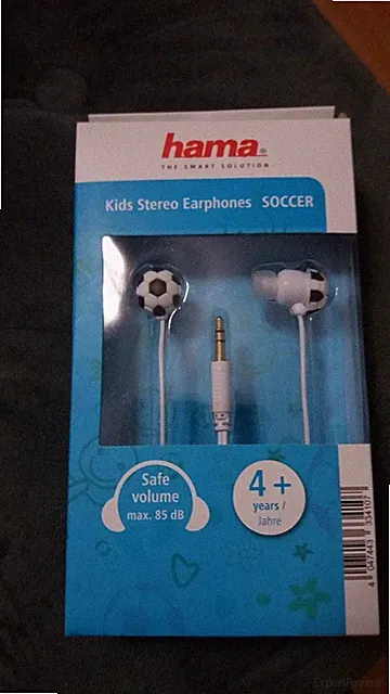 Kinder- Stereo- Ohrhörer "Fussball". Hat eine Lautstärkebegrenzung. Hama